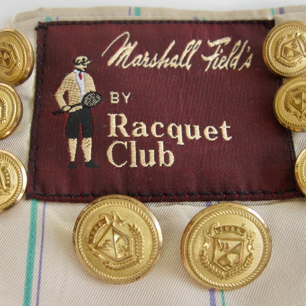 Marshall Fields Racquet Club Gold Buttons 8-Pc Set Blazer Replacement Waterbury